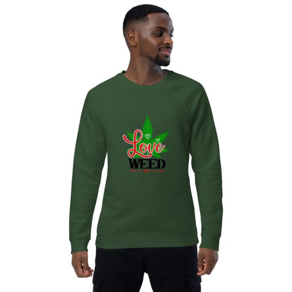 unisex organic raglan sweatshirt bottle green front 65f0560e9355f