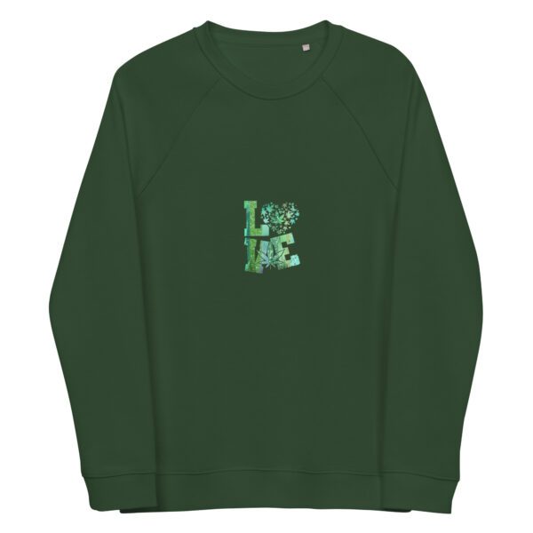 unisex organic raglan sweatshirt bottle green front 65f060b3642fb