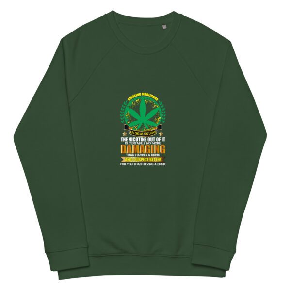 unisex organic raglan sweatshirt bottle green front 65fc3b8c32ec6