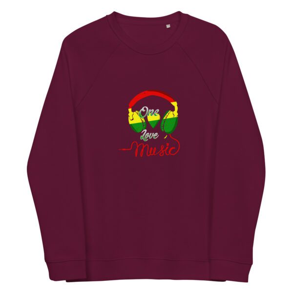 unisex organic raglan sweatshirt burgundy front 65e461e0542e4