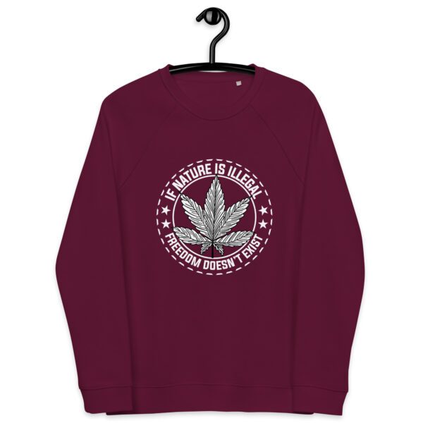 unisex organic raglan sweatshirt burgundy front 65e46a07e198a