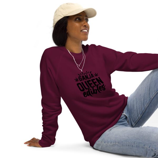 unisex organic raglan sweatshirt burgundy front 65e481e1f3fd3