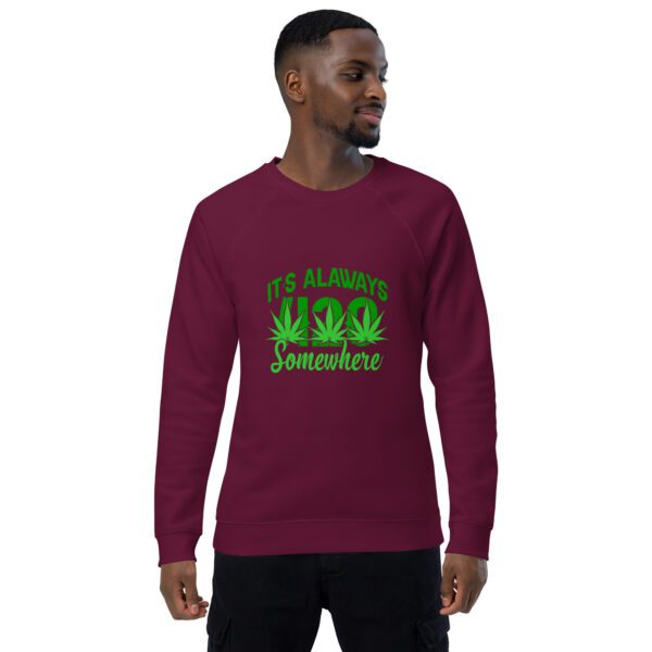 unisex organic raglan sweatshirt burgundy front 65eed7dac9b14