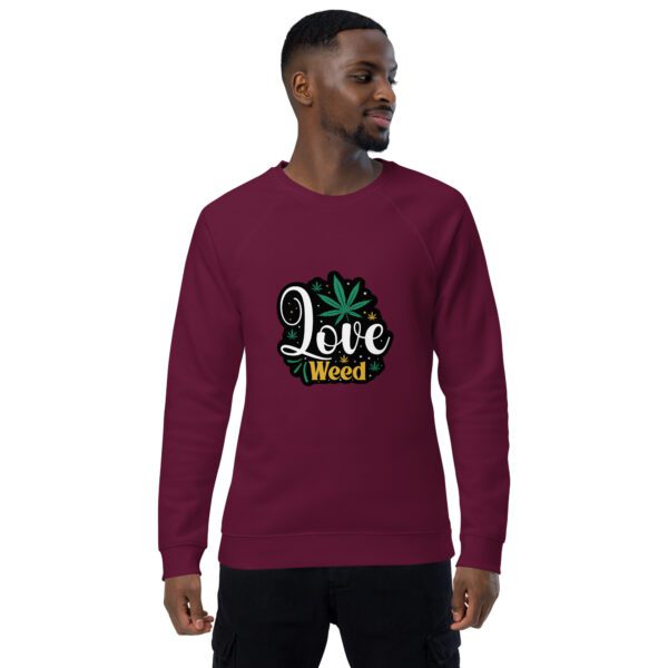 unisex organic raglan sweatshirt burgundy front 65f044782d7e6