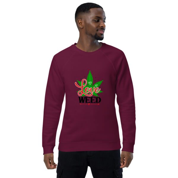 unisex organic raglan sweatshirt burgundy front 65f0560e92aca