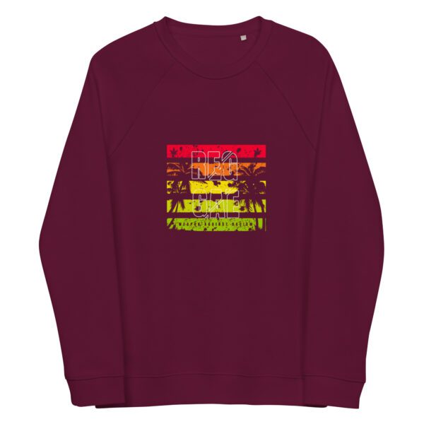 unisex organic raglan sweatshirt burgundy front 65f4a8653d7e2