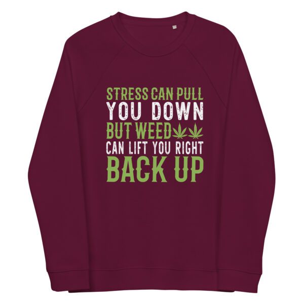 unisex organic raglan sweatshirt burgundy front 65ff37e90feec