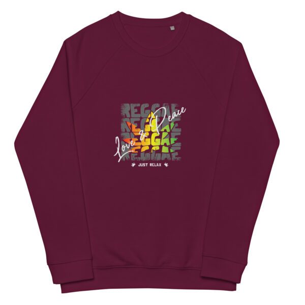 unisex organic raglan sweatshirt burgundy front 66008a8fb6e16