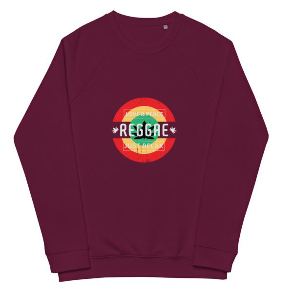 unisex organic raglan sweatshirt burgundy front 66008f80c7c6b