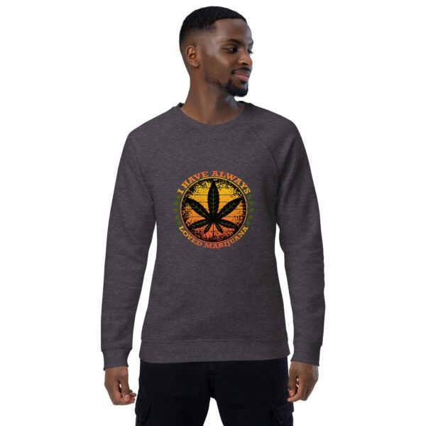 unisex organic raglan sweatshirt charcoal melange front 65eec025136b4