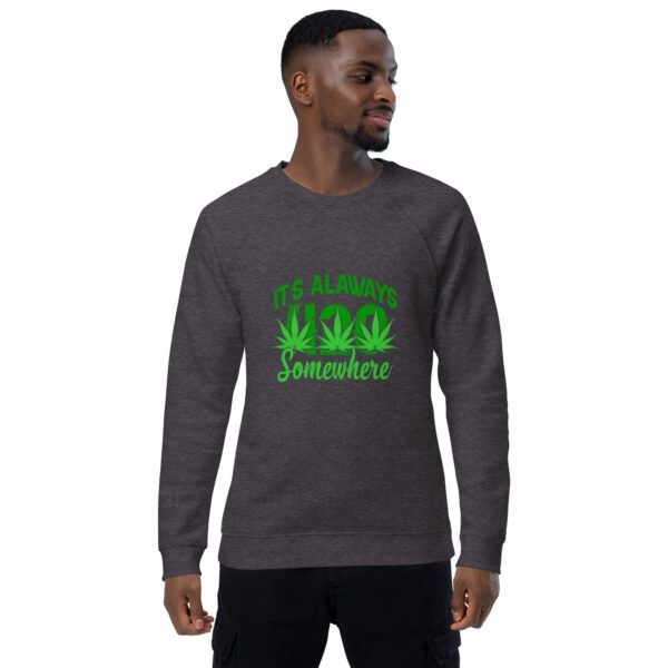 unisex organic raglan sweatshirt charcoal melange front 65eed7dac9f83