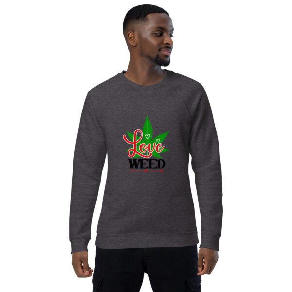 unisex organic raglan sweatshirt charcoal melange front 65f0560e92f43