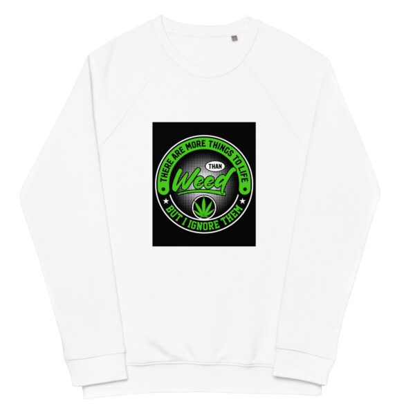 unisex organic raglan sweatshirt white front 65e4216678f38