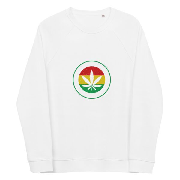 unisex organic raglan sweatshirt white front 65e4359762266