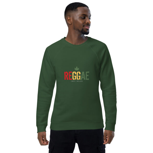 unisex organic raglan sweatshirt bottle green front 661451a579bea