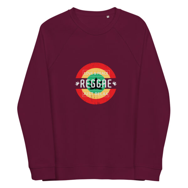 unisex organic raglan sweatshirt burgundy front 661448e289a15
