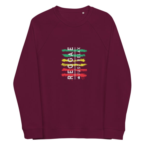 unisex organic raglan sweatshirt burgundy front 66144dc0741cc