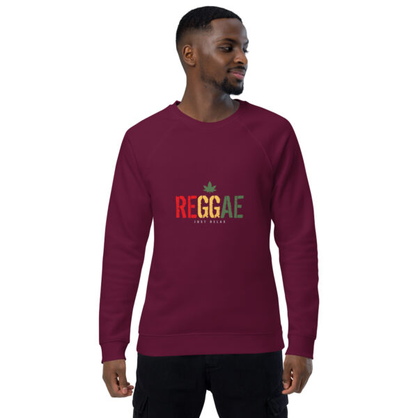 unisex organic raglan sweatshirt burgundy front 661451a5793e0
