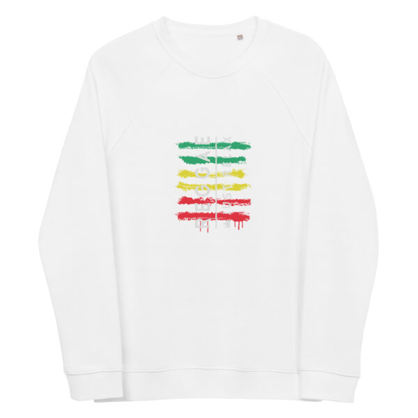 unisex organic raglan sweatshirt white front 66144dc0760cc