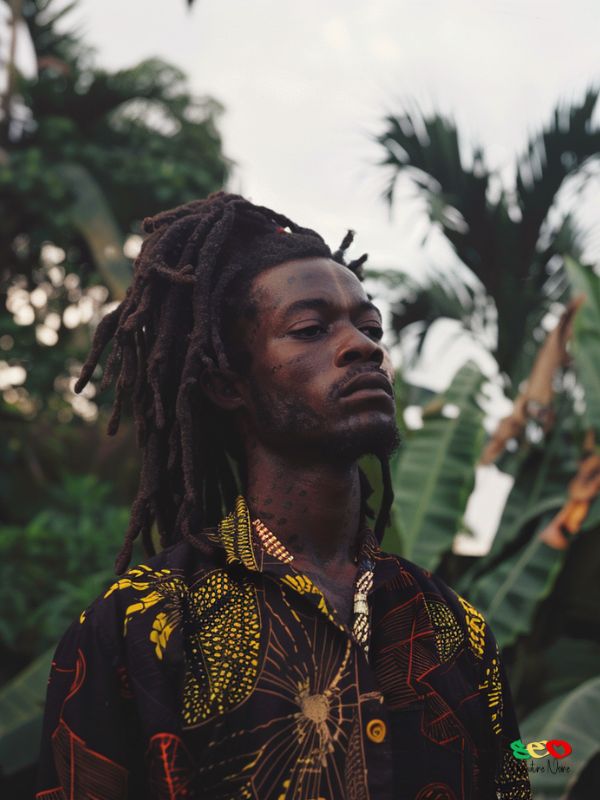 Embracing Heritage Black Man in Dashiki with Dreadlocks